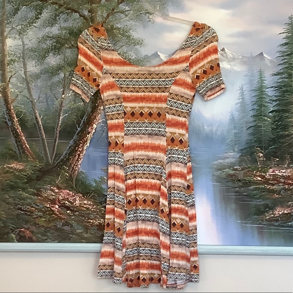 Fall Colored Casual Boho Mini Dress